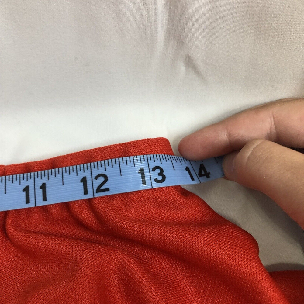 Red Midi Skirt White Pom-Pom Trim 1960s Mid Length Vintage Size 16 / Medium - Picture 8 of 9